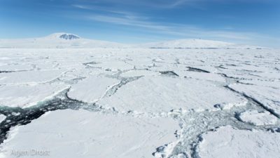 Mount Erebus and Mount Bird with sea ice